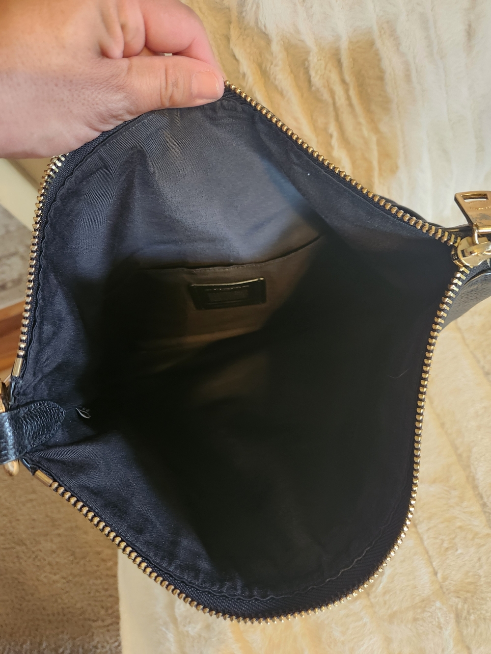 Coach Black Pebbled Leather Shoulder Bag with Gold Accents - Picture 4 of 4